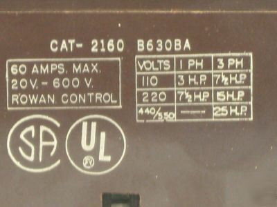 Rowan control 60 amp 20-600 v 2160-B630BA