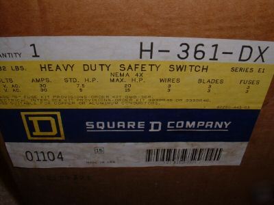 Square d H361DX nema 4X krydon 30A 600V fused switch