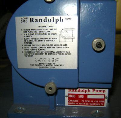 Unused: randolph peristaltic pump model 500 (3399.02)