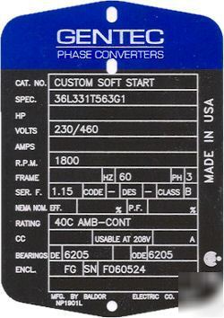 New 60HP softstart cnc/hd rotary phase converter