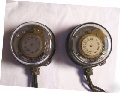 2 vintage general electric time switch w/ glass covers 