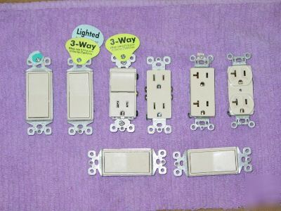 8 light almond switches and outlets. pass & seymour 