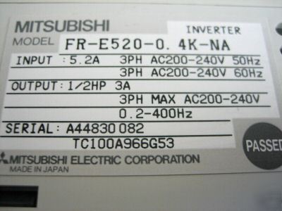 Mitsubishi/freqrol fr-E520-0.4K-na inverter E500