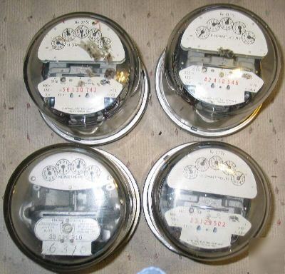 (4) general electric ge / sangamo / watthour meters kwh
