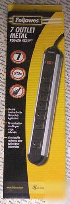 Fellowes 7-outlet metal power strip 99089-12FT cord- 