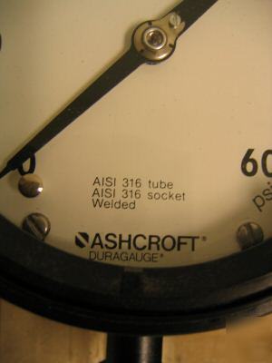 New ashcroft solid front 1279SS duragauge 60PSI brand .