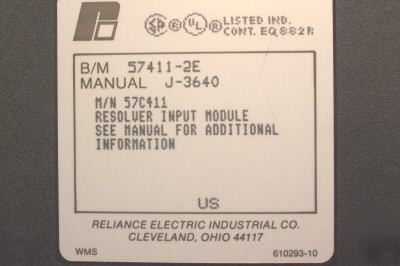 Reliance electric resolver input module 57C411 57411-2E