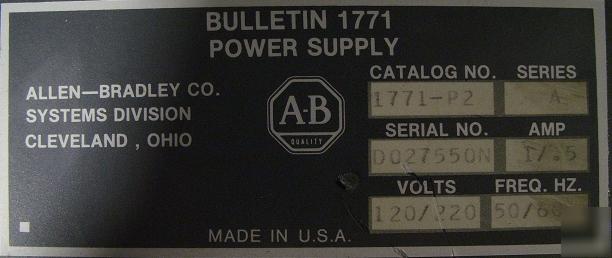 Allen bradley 1771-P2 a power supply