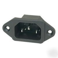 3 pin iec plug chassis mounting connector black mains