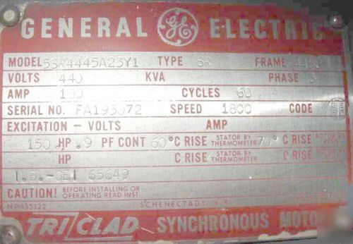 General electric 150 hp frequency convertor mg set