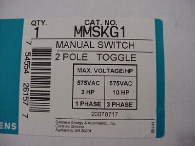 Siemens manual starter switch MMSKG1 2 pole 