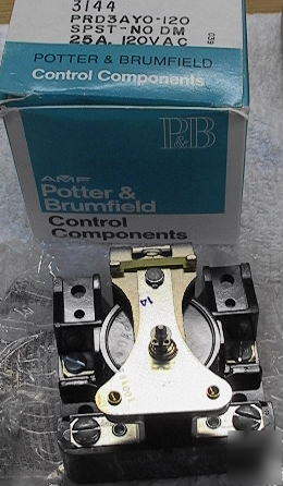  potter & brumfield 3144 PRD3AYO 120V spst 25A relay