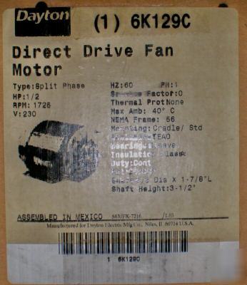 New ac motor 1/2 hp dayton 1725RPM 230VAC 1PH ( in box)