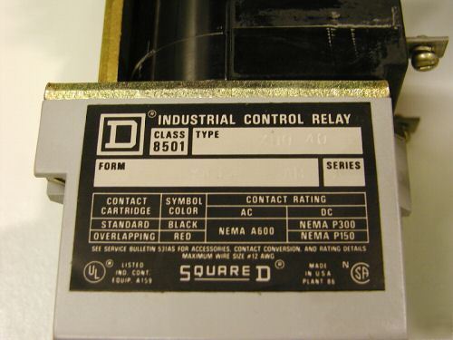 Square d class 8501 type xdo industrial control relay