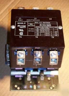 Arrow hart 600VAC 93A 3POLE contactor w/aux nc/no M631