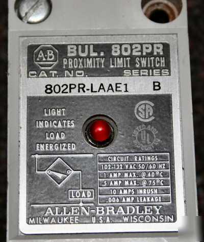 Allen bradley proximity limit switch ac 1A 802PR-LAAE1