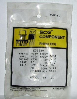 New ECG389 NTE389 horizontal output npn transistor 