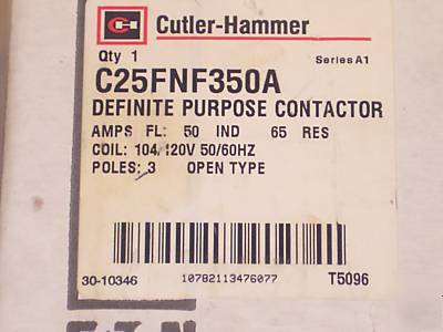 New cutler hammer 3 pole 50A contactor C25FNF350A 