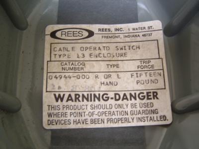 Rees cable operated switch heavy enclosure 04944-500