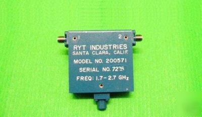 Ryt, r-band coax isolator 1.7-2.7 ghz sma model 200571