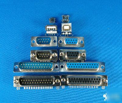 Db 9/25 (m/f)pcb mount/solder connector and usb (a/b)