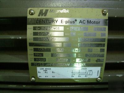Magnetek century e plus motor 635764001 10HP/ 3PH 230V