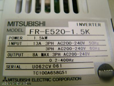 Mitsubishi freqrol-E500 inverter fr-E520-1.5K