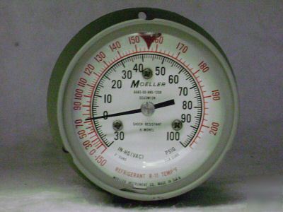 Moeller 3.5 dial face 0-100 psi compound pressure gauge
