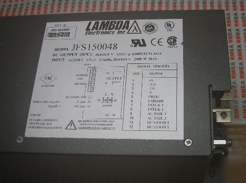 New lambda electronics JFS150048 power supply 