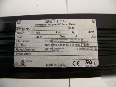 Gettys permanent magnet ac servo motor M455 2500 rpm