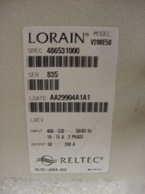 Lorain reltec 58V 200A power rectifier V200E50