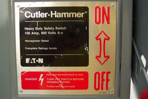 Cutler-hammer 100 amp fuseable disconnect safety switch