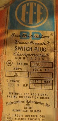 Ite bd 30 amp vacu break switch plug no. 14351