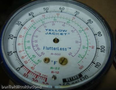 Lot of (2) yellow jacket flutterless manifold gauges