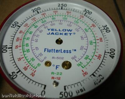 Lot of (2) yellow jacket flutterless manifold gauges