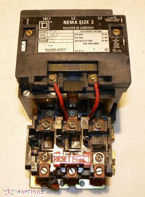 Square d nema 2 class 8536 25 hp max motor starter