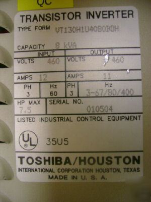 Toshiba tosvert 130HI transistor invertor 3 ph 7.5 hp