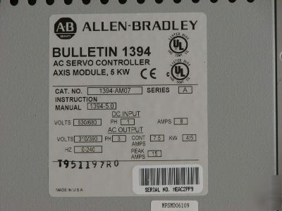 Allen bradley 5KW axis module 1394-AM07