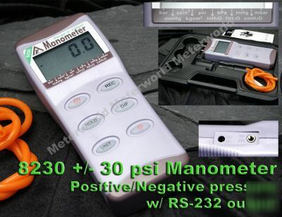 +/- 30 psi digital pressure gauge manometer w/ rs-232