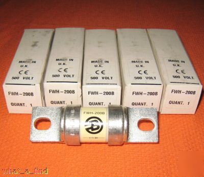 New lot of 5 buss semiconductor fuse fwh-200B fwh 200 