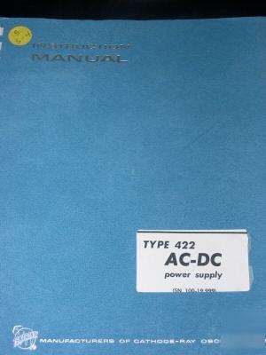 Tektronix type 422 ac-dc power supply instruc. manual