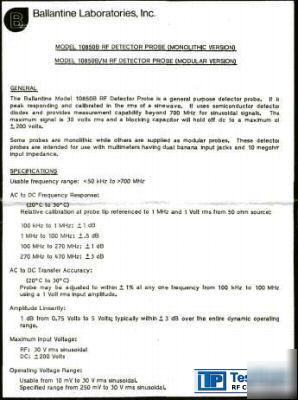 05-01052 - ballantine labs 10850B rf probe instructions