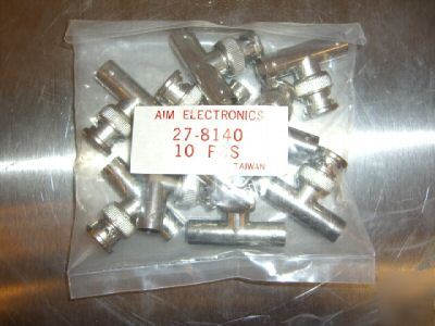 Lot of 10 bnc 'tee' or 't' adapters female-male-female