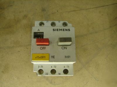 Siemens manual motor starter 3VE1010-2F .63-1A breaker