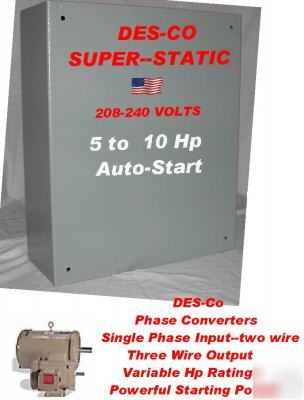 10 to 15 hp static phase converter--des-co industries