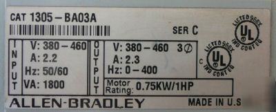 Allen bradley 1305 BA03A 1HP ac drive vfd excellent