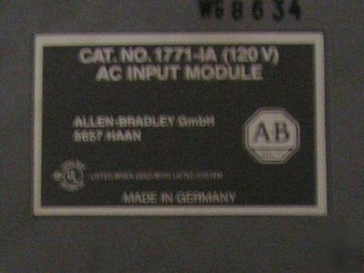 Allen bradley ac input module ; cat. # 1771-ia (120 v)
