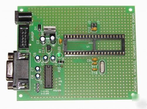 Atmel avr prototype board ATMEGA8535 with components