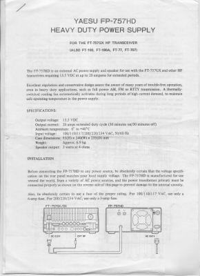Yaesu fp-757HD frb-757 instructions and schematic