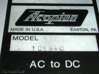 Acopian ac to dc power module 10E840 10 vdc